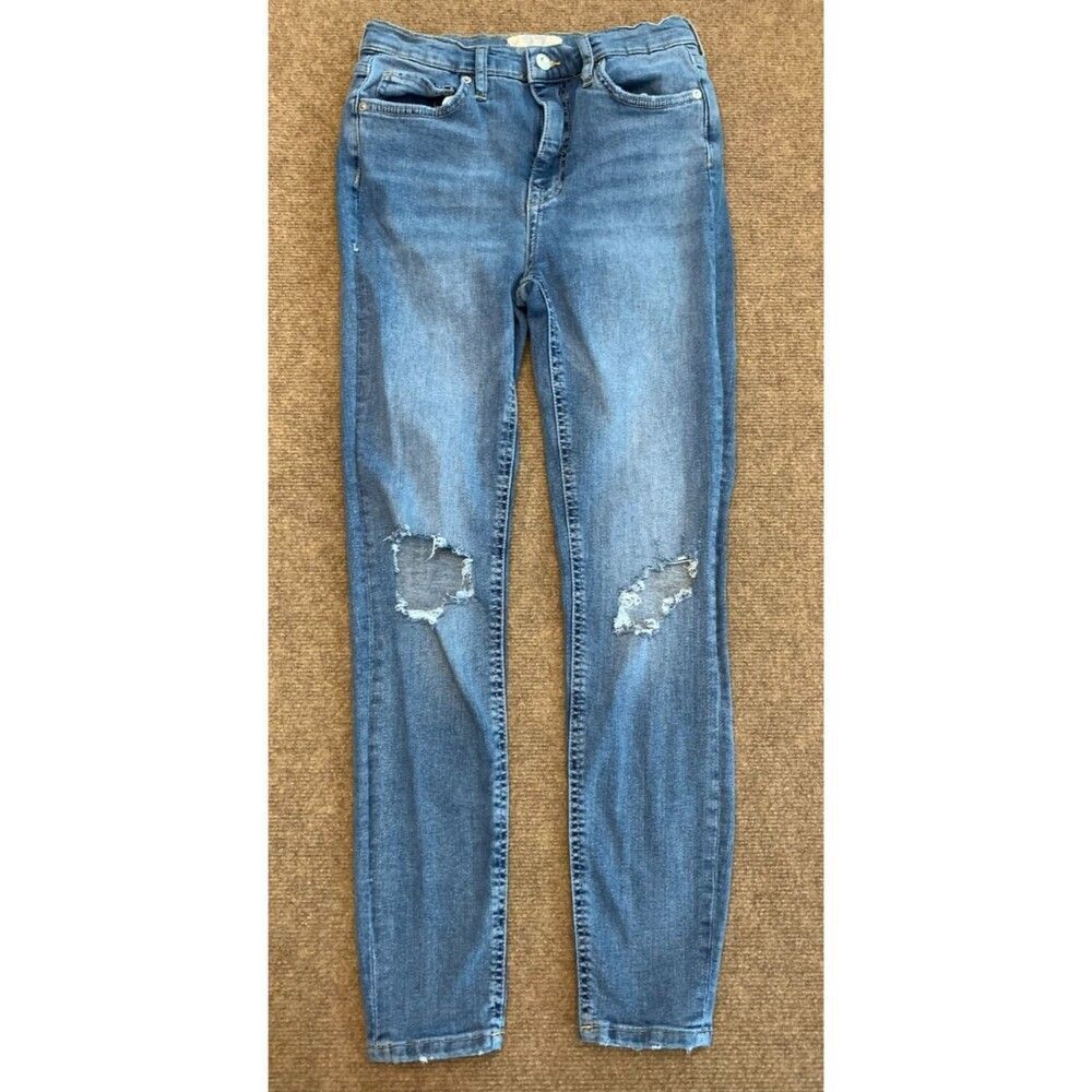 7 For All Mankind Jeans Womens 27 Mid Rise Skinny Stretch Distressed Denim